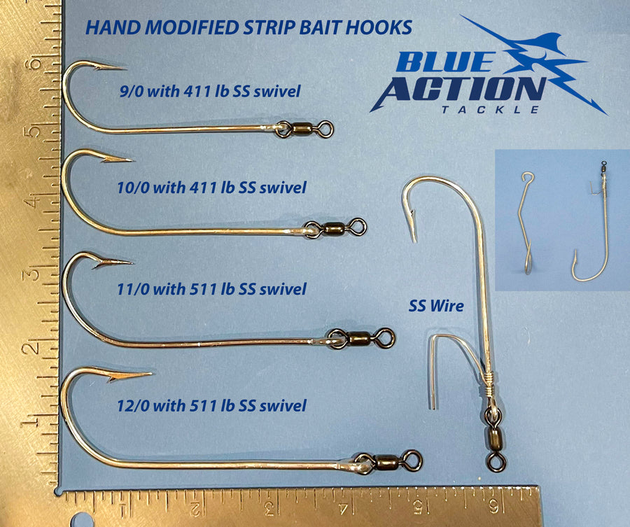 Long Shank Strip Bait Hooks - Set of 10